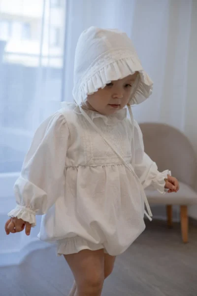 Vintage White Christening Baby Romper