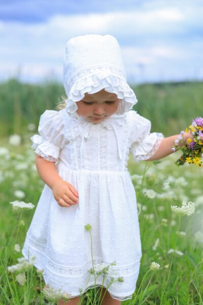Milk Christening Dress for Baby Girl with Lace