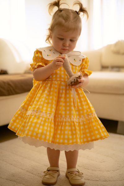 Gingham Yellow Baby Cotton Dress