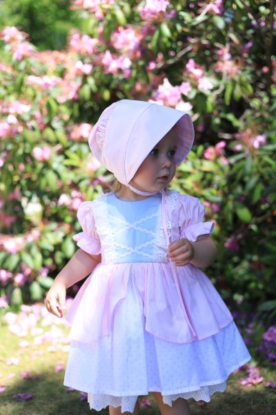 Pink Little Bo Peep Inspired Baby Girl Dress with Bonnet