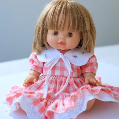 Pink Gingham Doll Dress for Minikane 32–34 cm