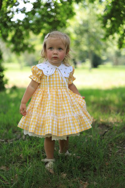 Yellow Plaid Baby Girl Dress - Cottagecore Dress