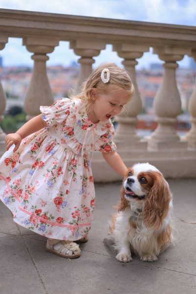Pink Floral Baby Dress with Peter Pan Collar