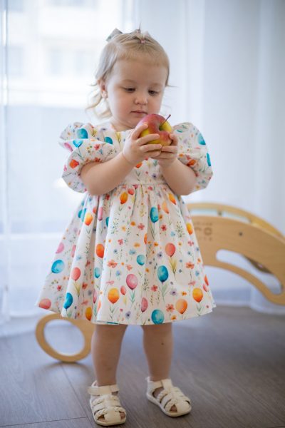 Fantasy Whimsical Balloon Print Dress for Girls