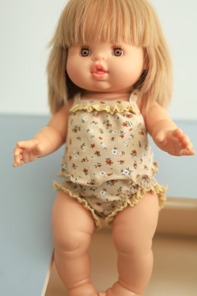 Beige Floral Doll Bloomers Set for Minikane 32–34 cm