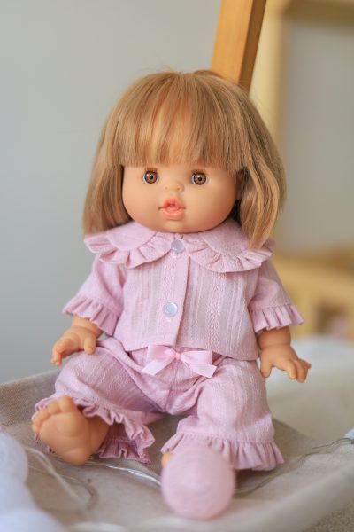 Pink Doll Outfit with Ruffle Collar for Minikane 32–34 cm