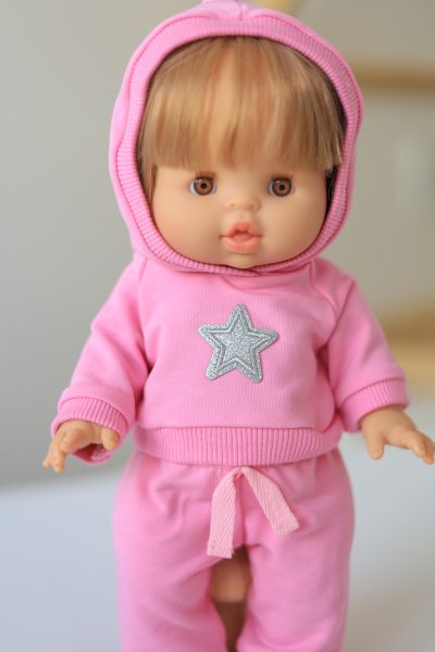 Pink Doll Tracksuit with Hoodie for Minikane 32–34 cm