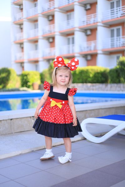 Mickey Mouse Dress for Girls - Red Polka Dot Birthday Dress