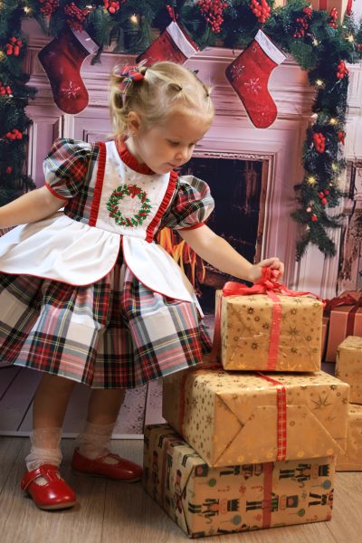Festive Plaid Christmas Dress for Girls