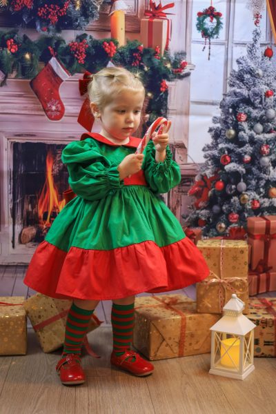 Vintage Christmas Elf Dress for Girls